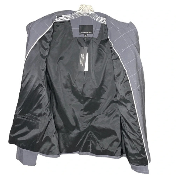 BANANA REPUBLIC Women’s Double Breasted Windowpane Wool Office Siren Blazer Sz 6 - Picture 7 of 10